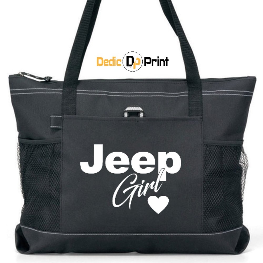 Jeep Girl Zippered Tote Bag